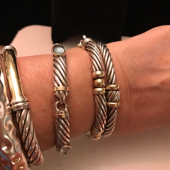 ALS ITALY Sterling/14k Gold Cable Bracelet - Picture 4 of 5